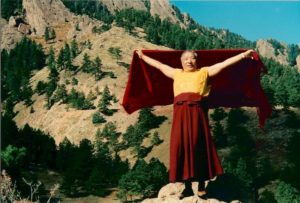 Venerable Khempo Tsultrim Gyamtso Rinpoche flying